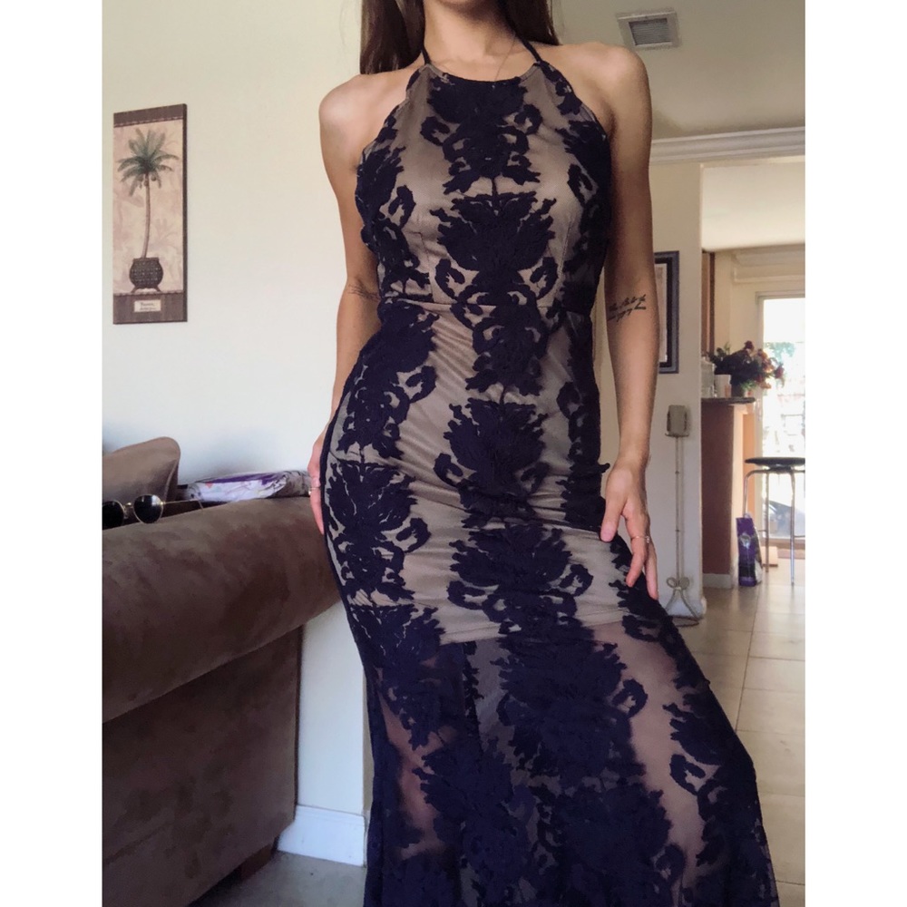 LATISTE : navy lace party cocktail prom dress - Picture 4 of 5